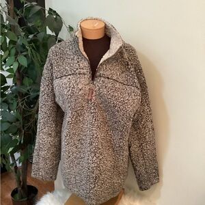 TRUE Grit Men’s Small 1/4 zip pullover frosty tipped pile gray and black…